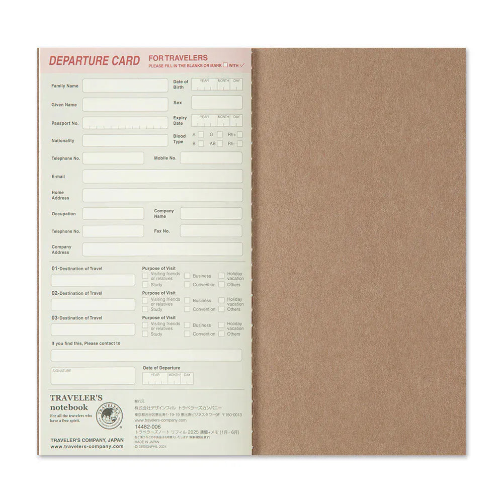 Traveler's Company Paper Traveler's Notebook - 2026 Weekly + Memo (Regular Size)