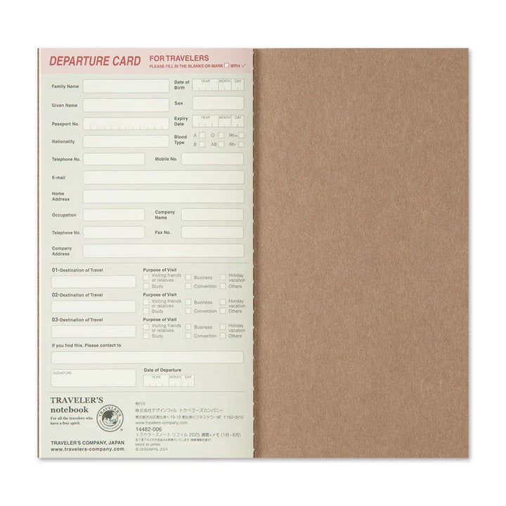 Traveler's Company Paper Traveler's Notebook - 2026 Weekly + Memo (Regular Size)