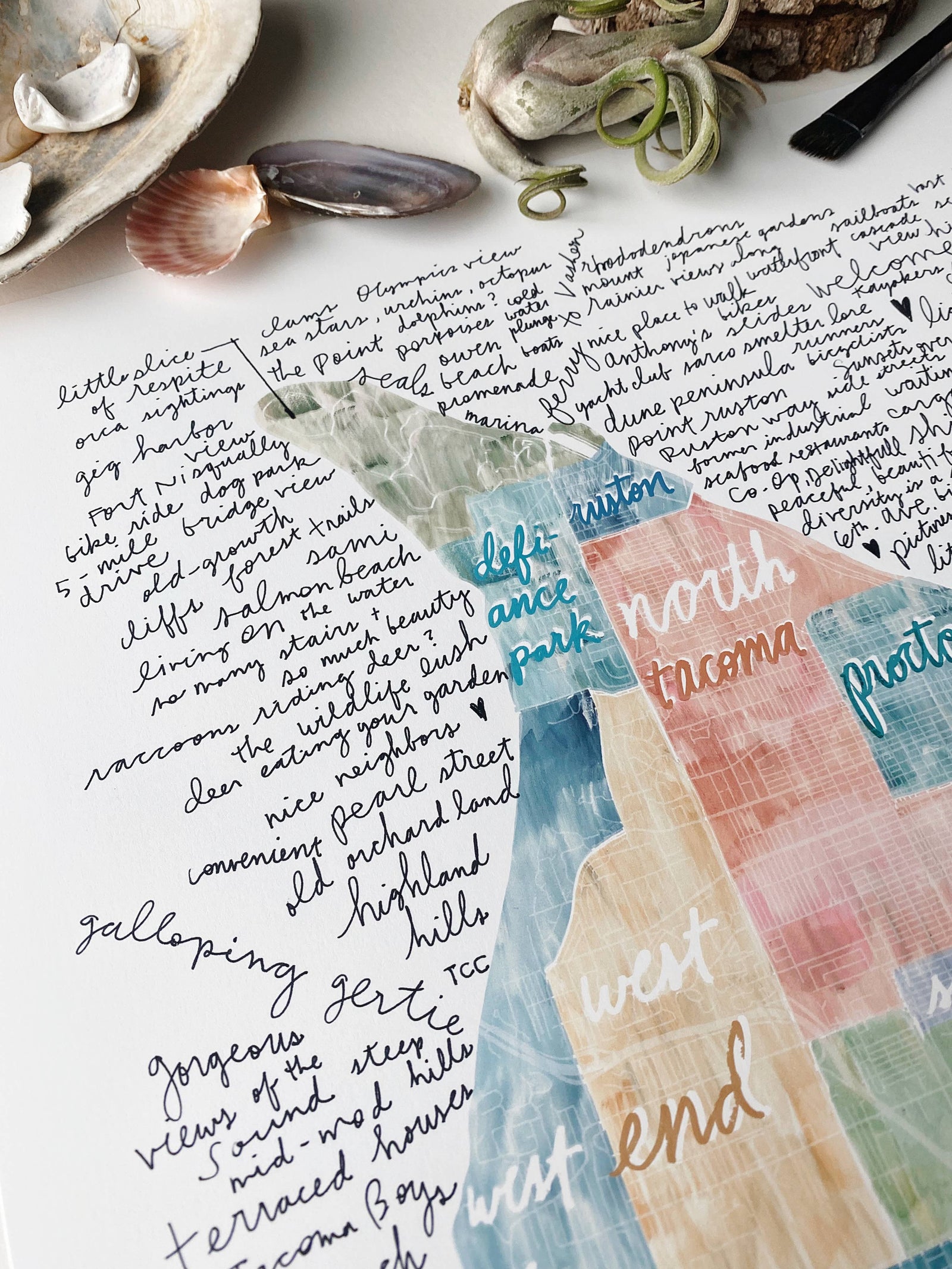 Turn-of-the-Centuries 16 x 20 TACOMA Neighborhoods Map ART PRINT