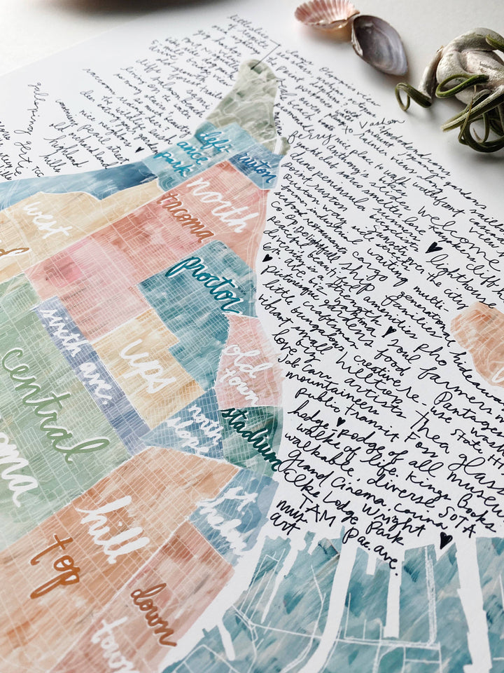 Turn-of-the-Centuries 16 x 20 TACOMA Neighborhoods Map ART PRINT