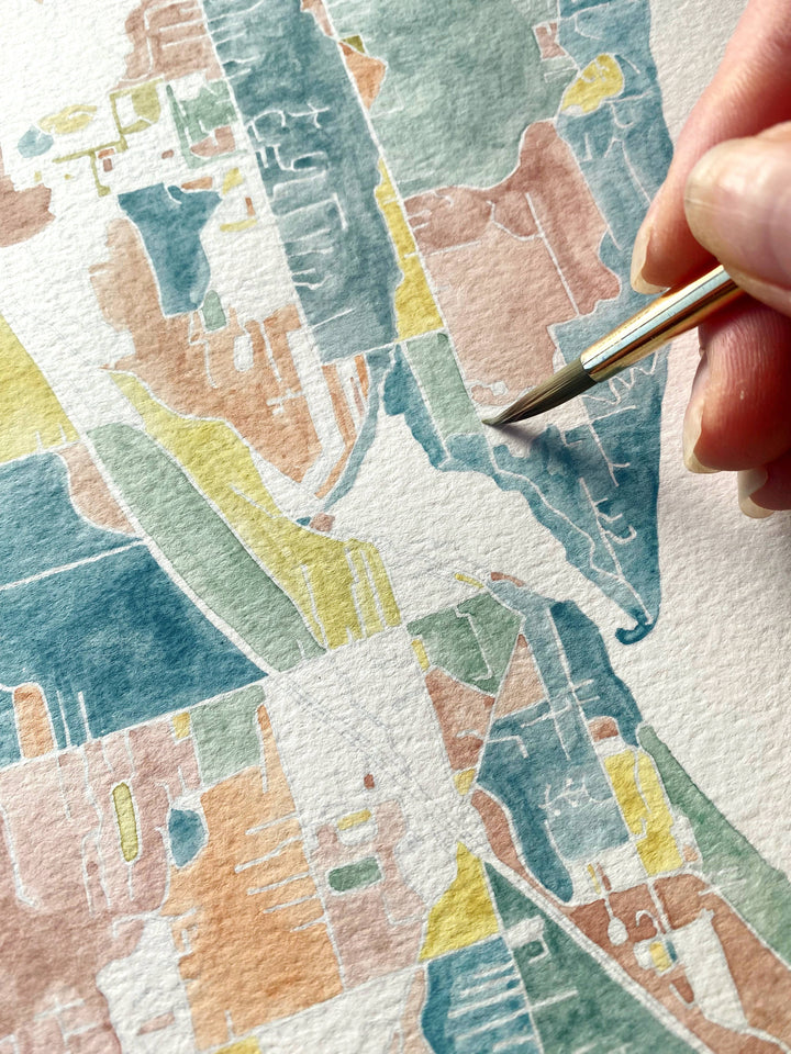 Turn-of-the-Centuries 8 x 10 / GIG HARBOR Gig Harbor Washington Watercolor Map ART PRINT