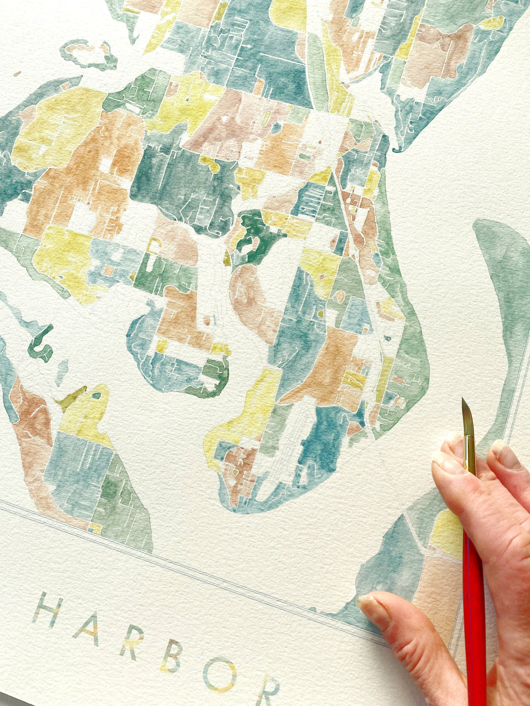 Turn-of-the-Centuries 8 x 10 / GIG HARBOR Gig Harbor Washington Watercolor Map ART PRINT