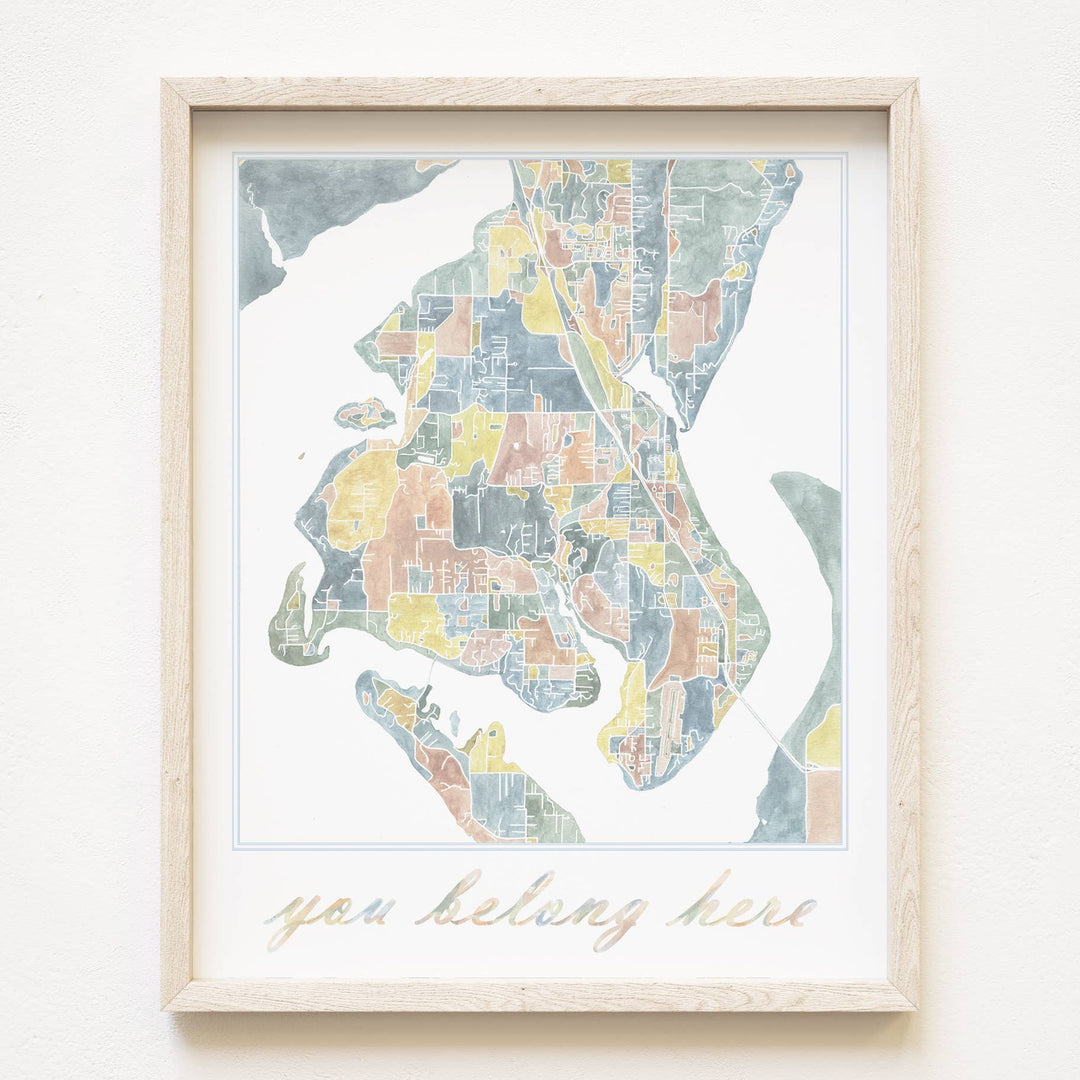 Turn-of-the-Centuries 8 x 10 / GIG HARBOR Gig Harbor Washington Watercolor Map ART PRINT