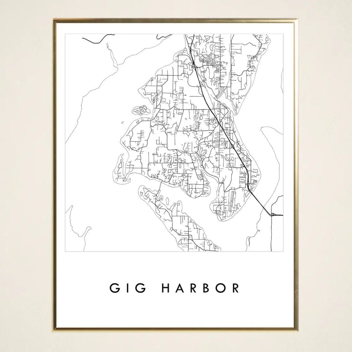 Turn-of-the-Centuries Art Print Gig Harbor Black and White Map Drawing Art Print
