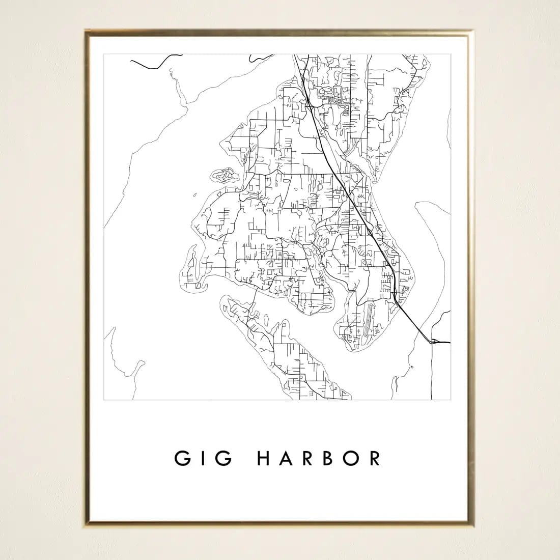 Turn-of-the-Centuries Art Print Gig Harbor Black and White Map Drawing Art Print