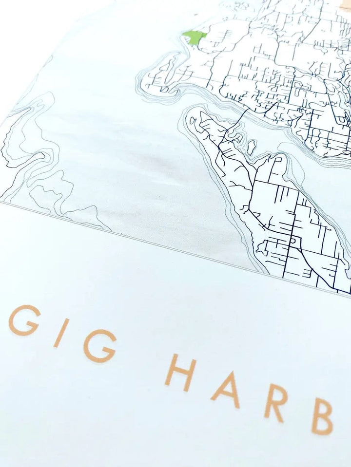 Turn-of-the-Centuries Art Print Gig Harbor Map Drawing Art Print