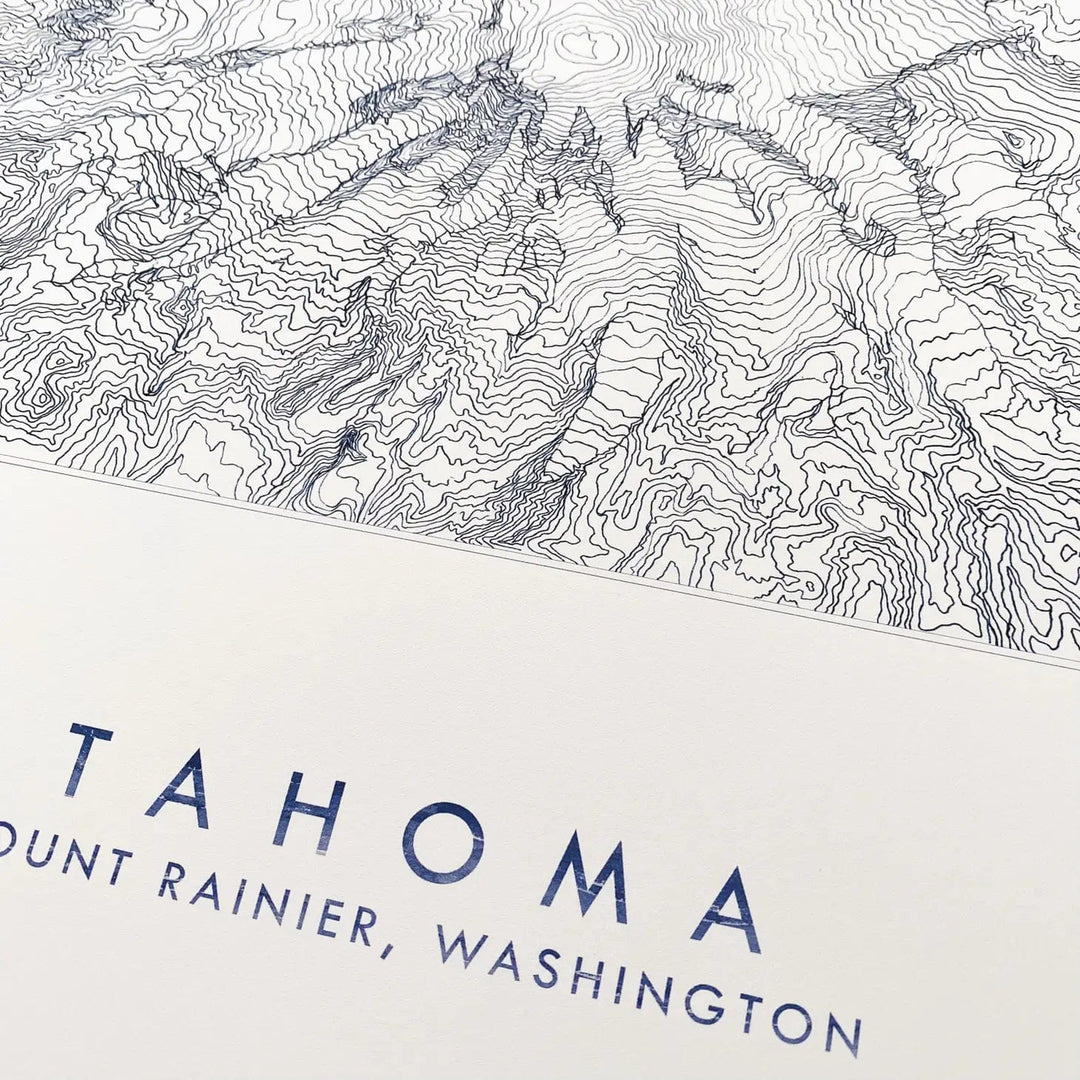 Turn-of-the-Centuries Art Print Mount Rainier Tahoma Topo Lines Map - 8" x 10" Art Print