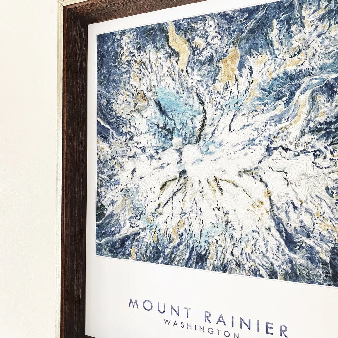 Turn-of-the-Centuries Art Print Mount Rainier Tahoma Topo Watercolor Map - 8" x 10" Art Print
