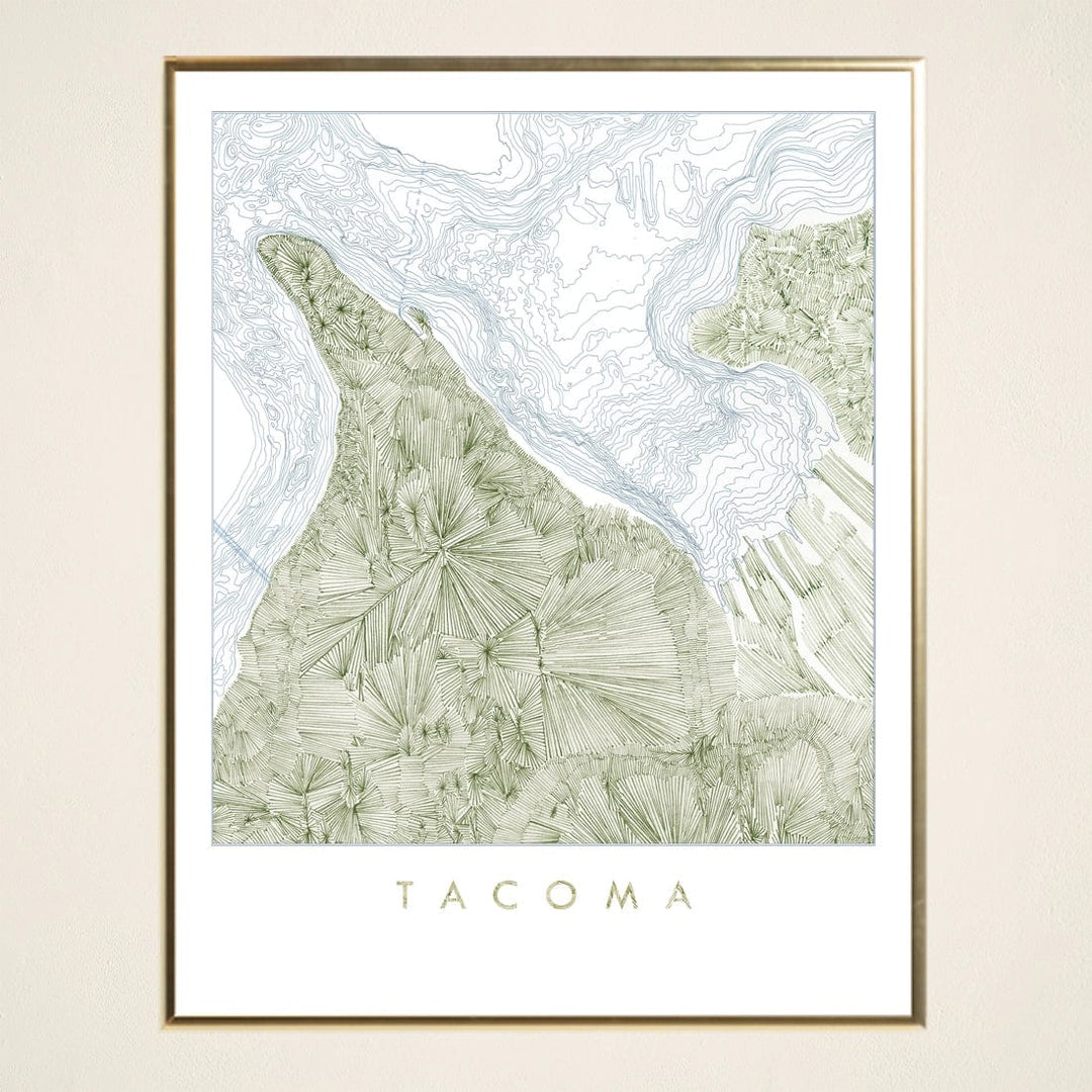 Turn-of-the-Centuries Art Print Tacoma Land and Water Map Art Print