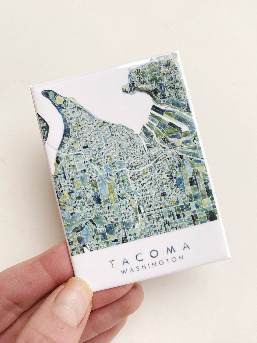 Turn-of-the-Centuries Gifts PNW Tacoma Washington Watercolor Art Map - Metal Magnet