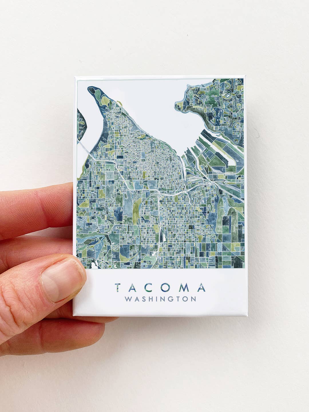 Turn-of-the-Centuries Gifts PNW Tacoma Washington Watercolor Art Map - Metal Magnet