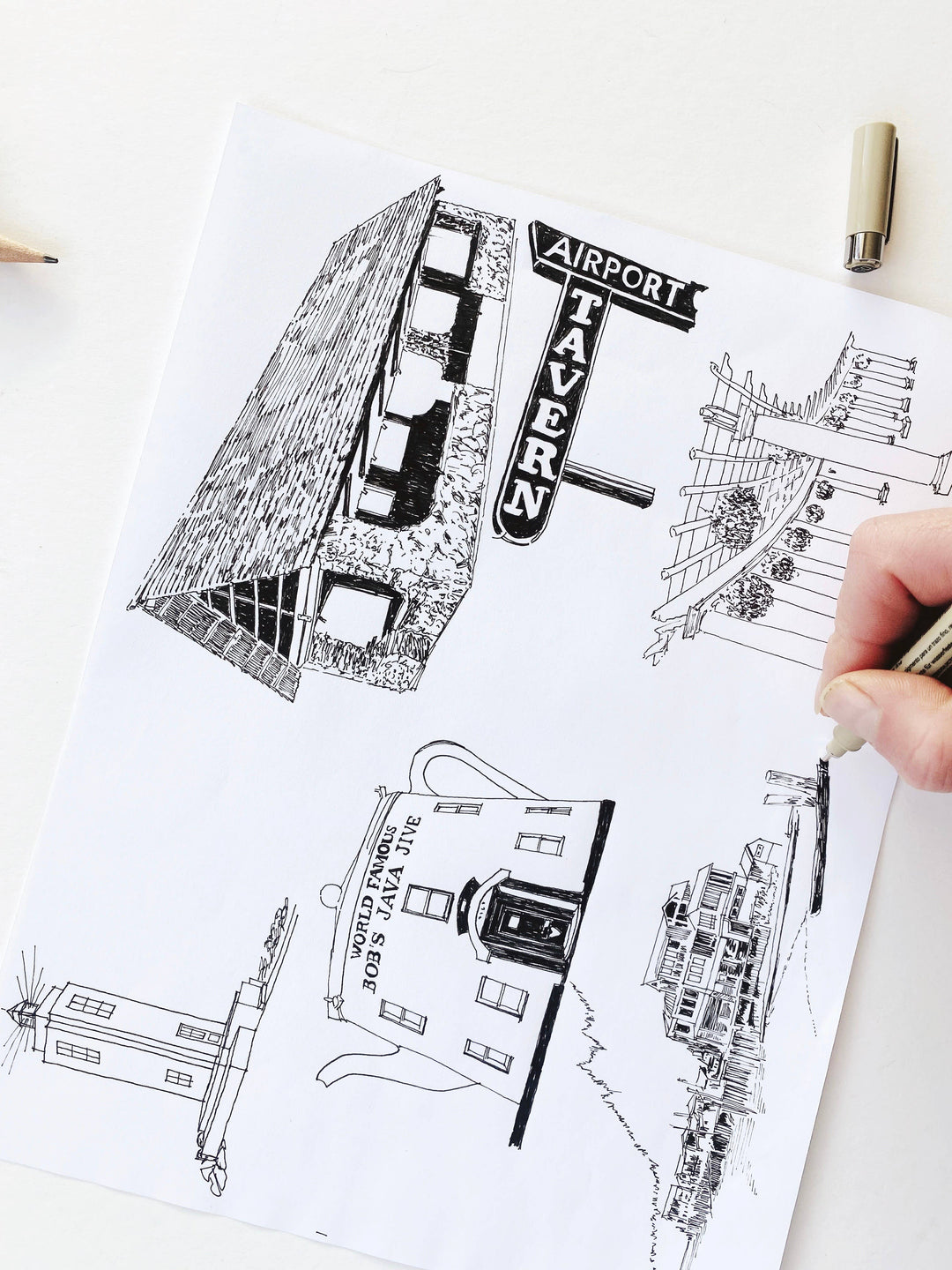 Turn-of-the-Centuries Home 11 x 14 / Blue TACOMA Washington "Charms" Map Art Print