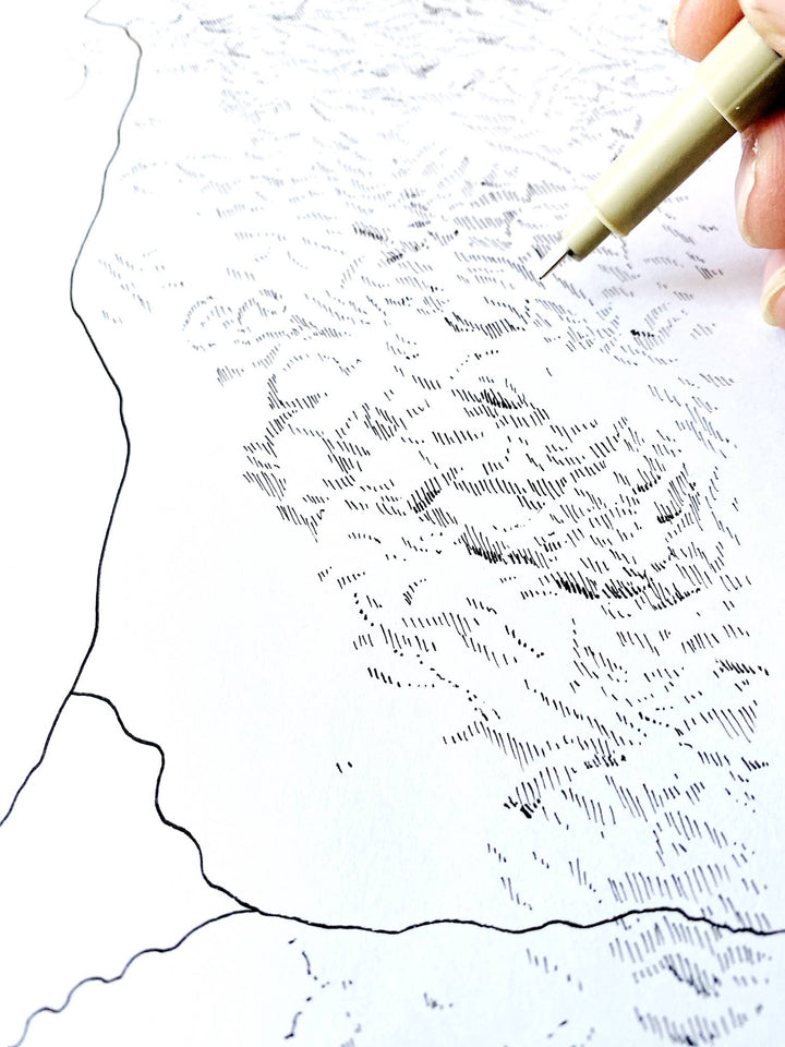 Turn-of-the-Centuries Home 13" x 19" Puget Sound Topo Watercolor Map Tall Art Print