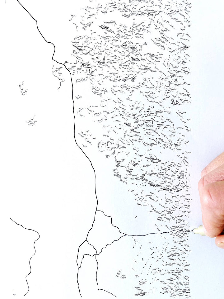 Turn-of-the-Centuries Home 13" x 19" Puget Sound Topo Watercolor Map Tall Art Print