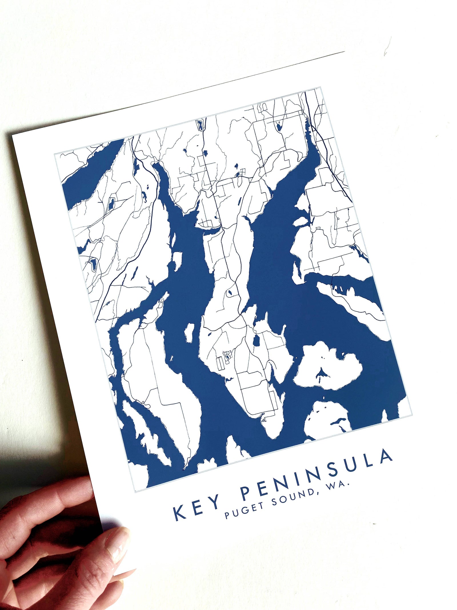 Turn-of-the-Centuries Home 8 x 10 Key Peninsula Washington "Blueprint" Map Art Print