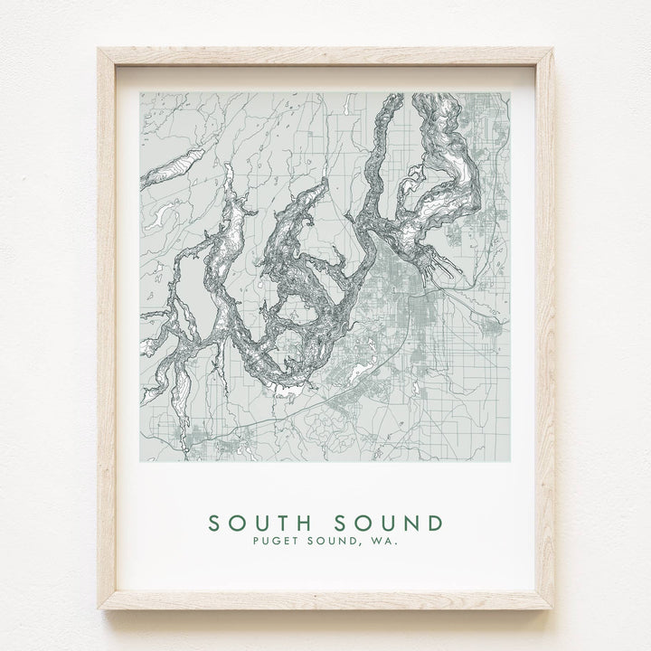 Turn-of-the-Centuries Home 8 x 10 South Puget Sound Washington Hand Drawn Topo Map Art Print