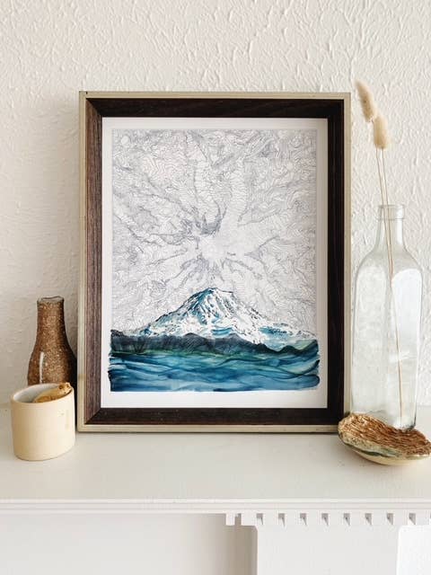 Turn-of-the-Centuries Mount Rainier TAHOMA Topo Mountain ART PRINT