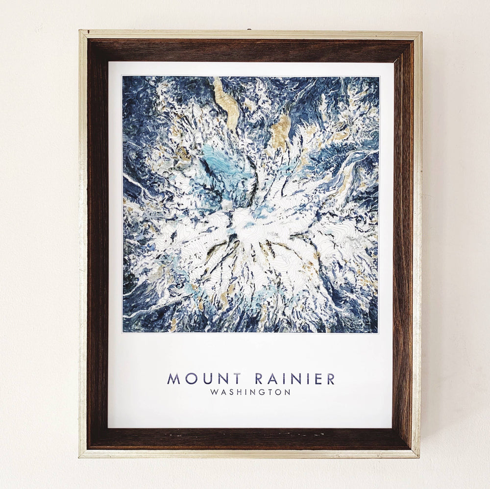 Turn-of-the-Centuries TAHOMA / 8 x 10 Mount Rainier TAHOMA Topo Watercolor Map ART PRINT