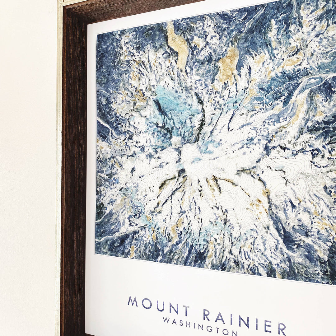 Turn-of-the-Centuries TAHOMA / 8 x 10 Mount Rainier TAHOMA Topo Watercolor Map ART PRINT