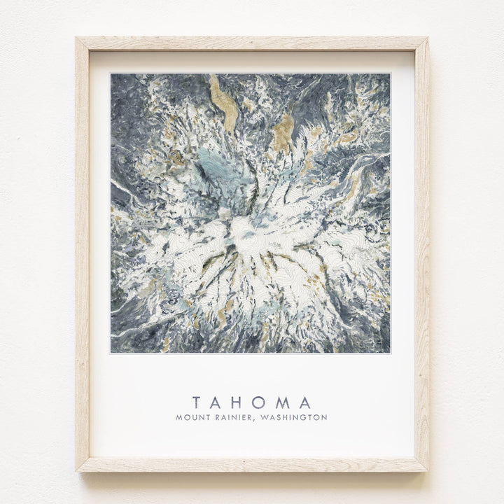 Turn-of-the-Centuries TAHOMA / 8 x 10 Mount Rainier TAHOMA Topo Watercolor Map ART PRINT