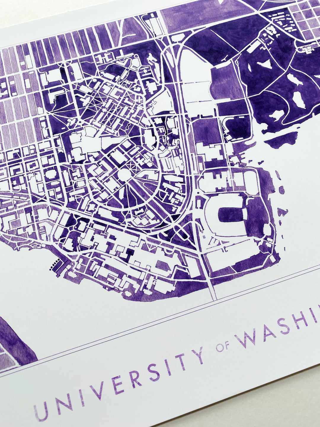 Turn-of-the-Centuries University of Washington Watercolor Campus Map Art Print