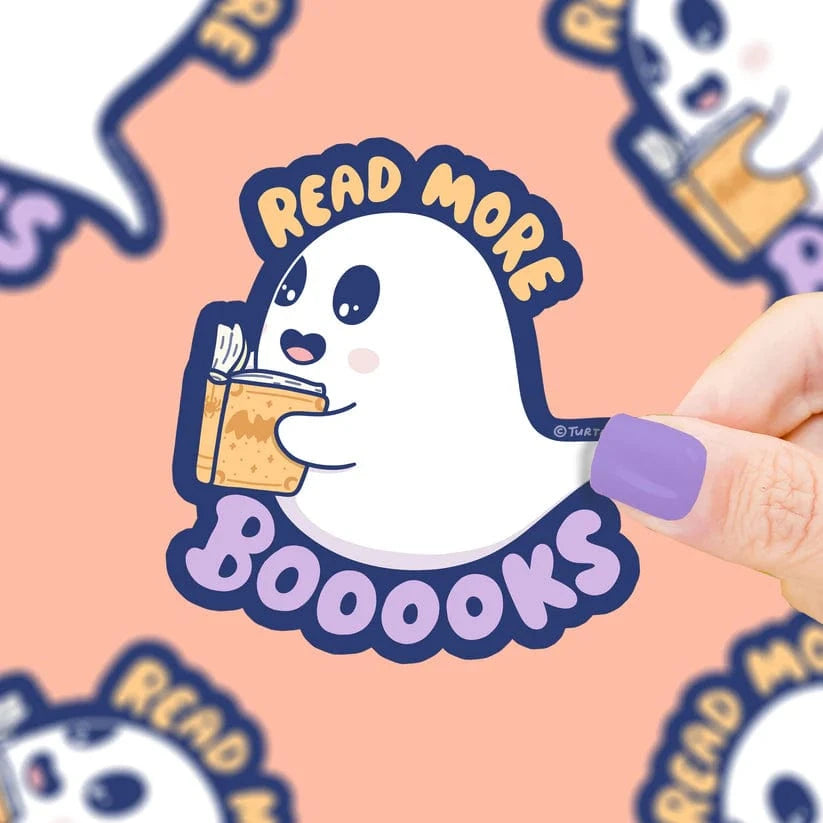 Turtle's Soup Holiday Read More Booooks Ghost Vinyl Sticker | Turtle's Soup
