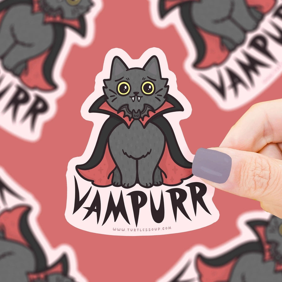 Turtle's Soup Holiday Vampurr Kitty Halloween Vinyl Sticker | Turtle's Soup
