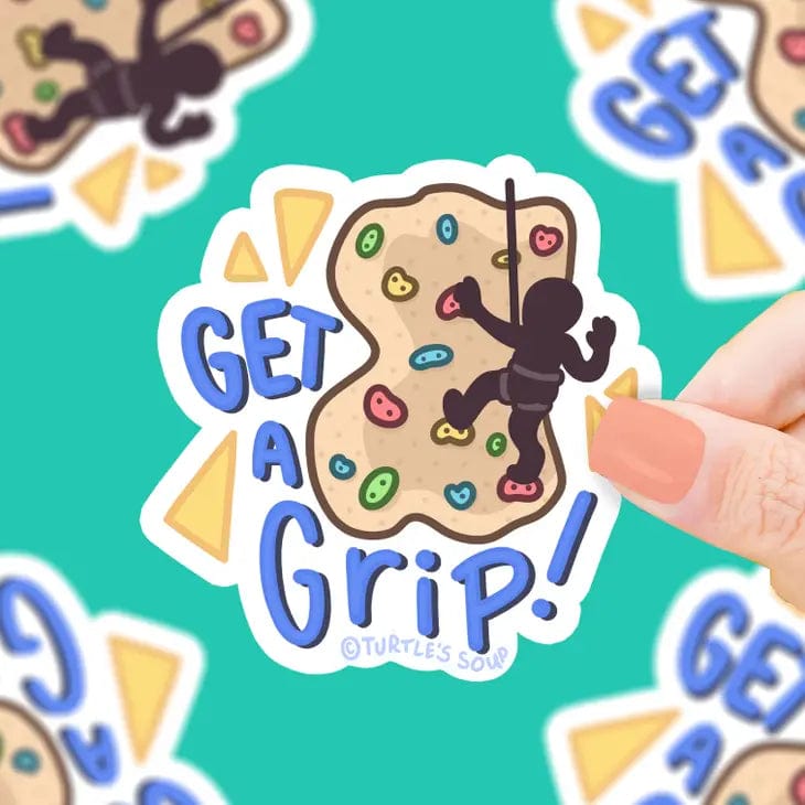 Turtle's Soup Sticker Get A Grip Rock Climbing Sports Vinyl Sticker