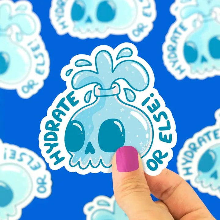 Turtle's Soup Sticker Hydrate or Else Skull Water Valentine's Day Vinyl Sticker