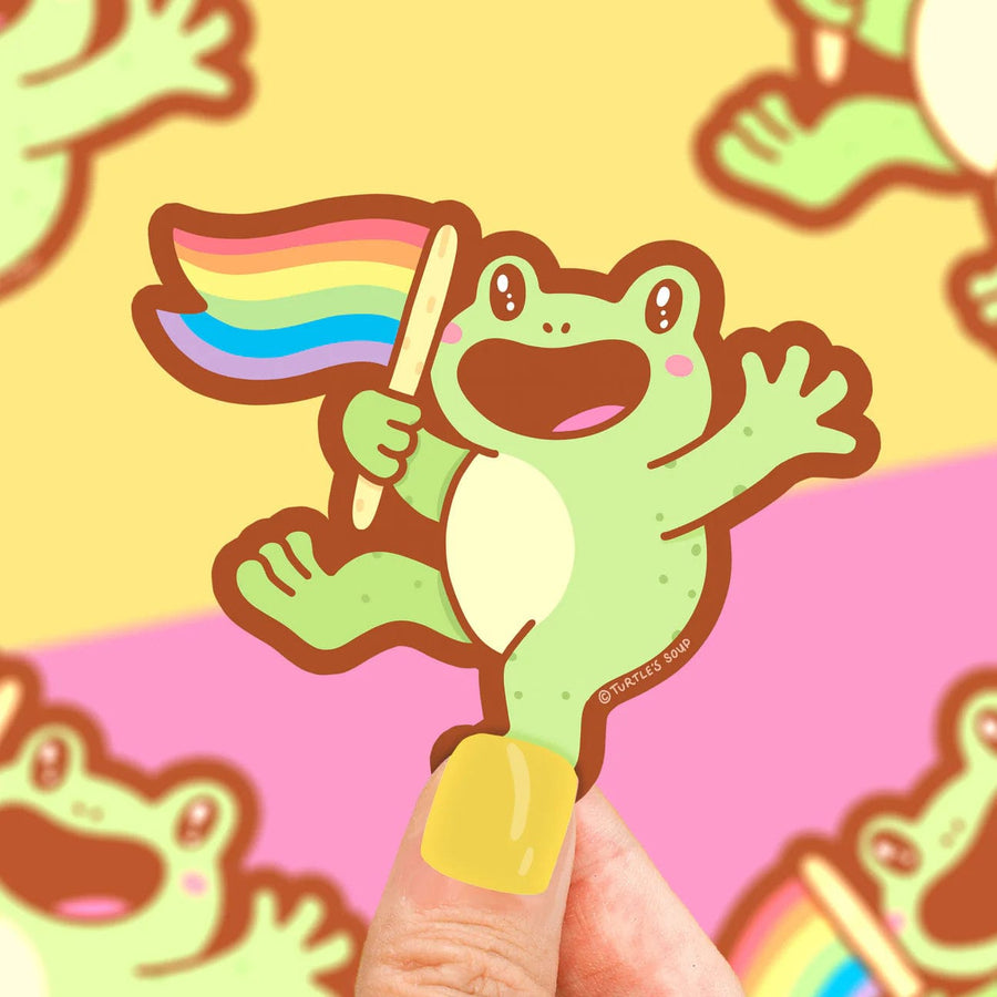 Turtle's Soup Sticker Pride Flag Frog Vinyl Sticker