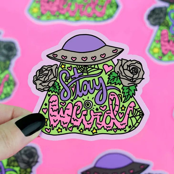 Turtle's Soup Sticker Stay Weird Ufo Floral Lettering Waterproof Vinyl Sticker