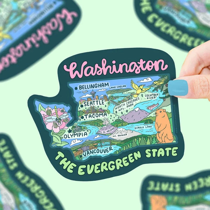 Turtle's Soup Sticker Washington Map Evergreen State Seattle Vinyl Sticker | Turtle's Soup