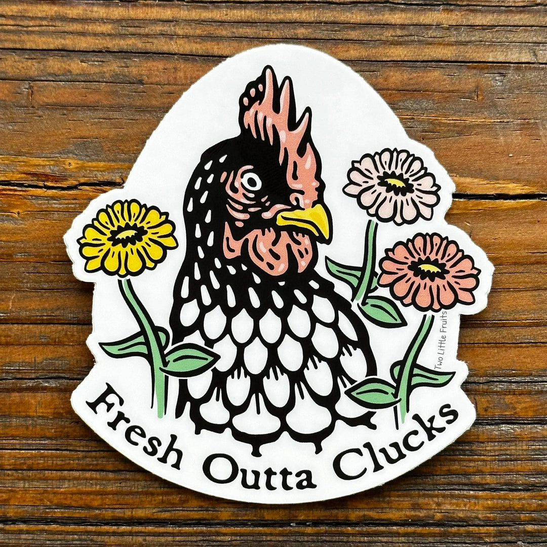 Two Little Fruits Sticker Chicken Laptop Sticker - Fresh Outta Clucks