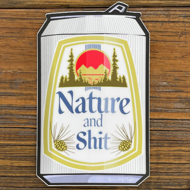 Two Little Fruits Sticker Nature and Shit Beer Can Sticker