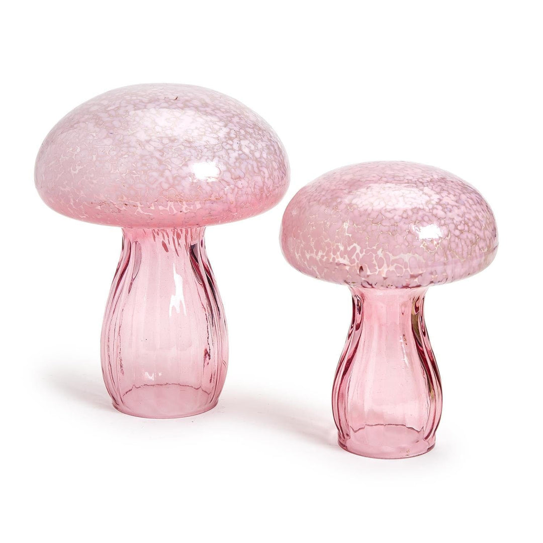 Two's Company Easter Decor Hand-Crafted Glass Mushrooms with Fluted Stem