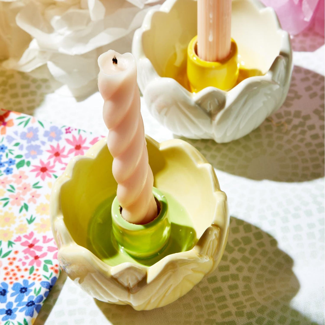 Two's Company Easter Decor In Full Bloom Hand-Painted Ceramic Taper Candle Holder