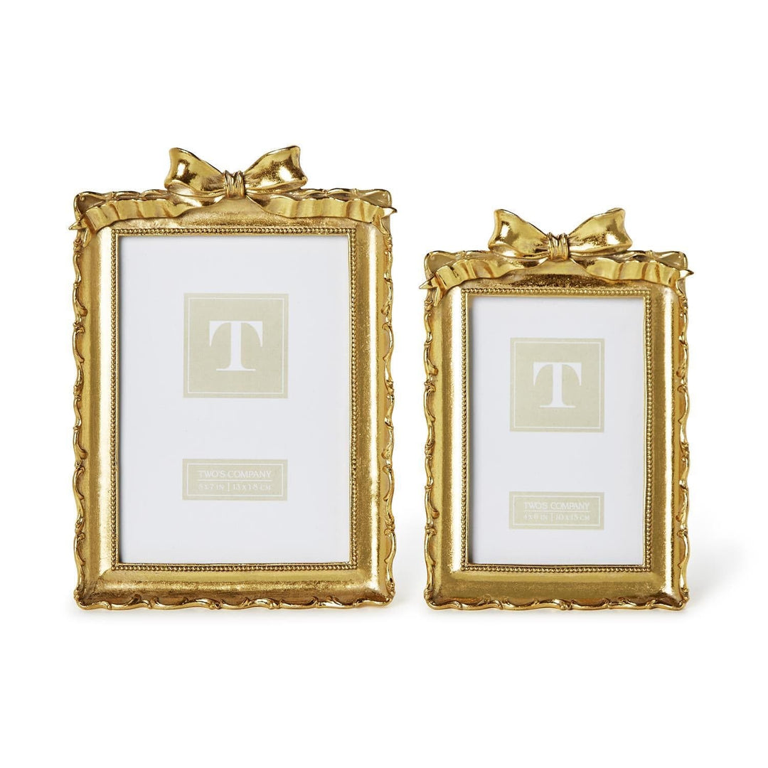 Two's Company Picture Frame Vintage Gold Frames with Accent Bow