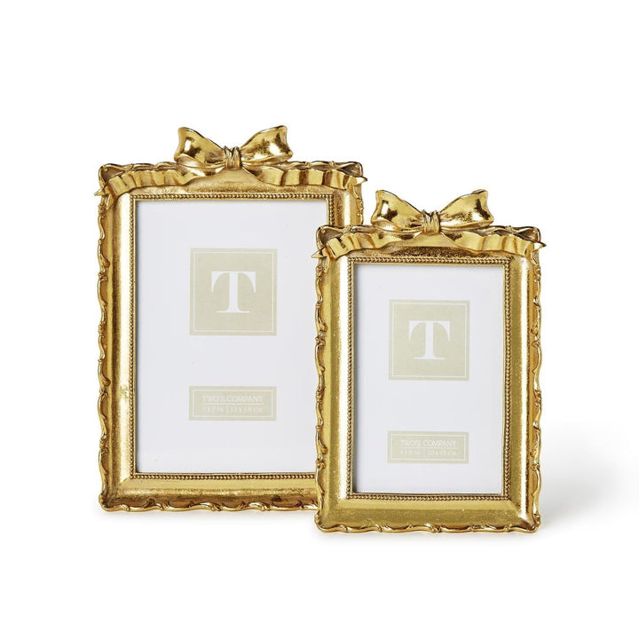 Two's Company Picture Frame Vintage Gold Frames with Accent Bow