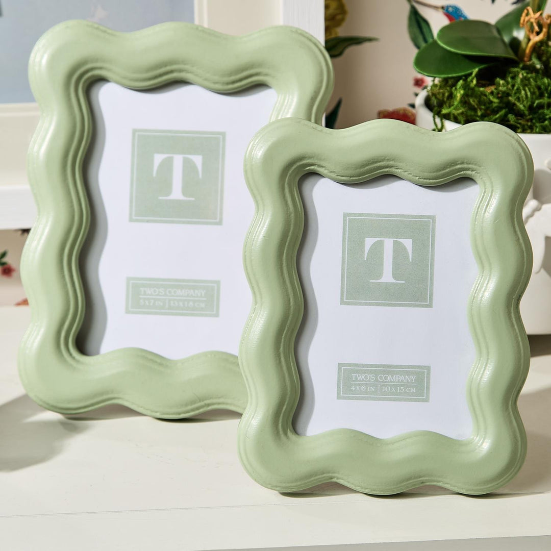 Two's Company Picture Frame Wavy Wood Photo Frame