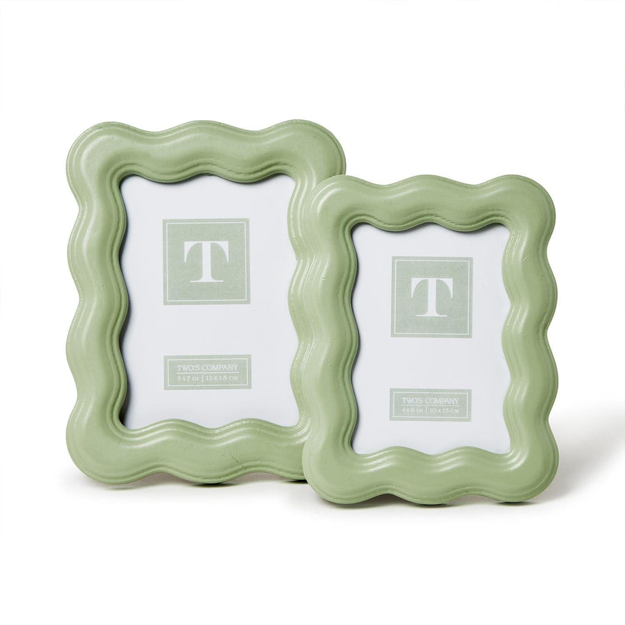 Two's Company Picture Frame Wavy Wood Photo Frame