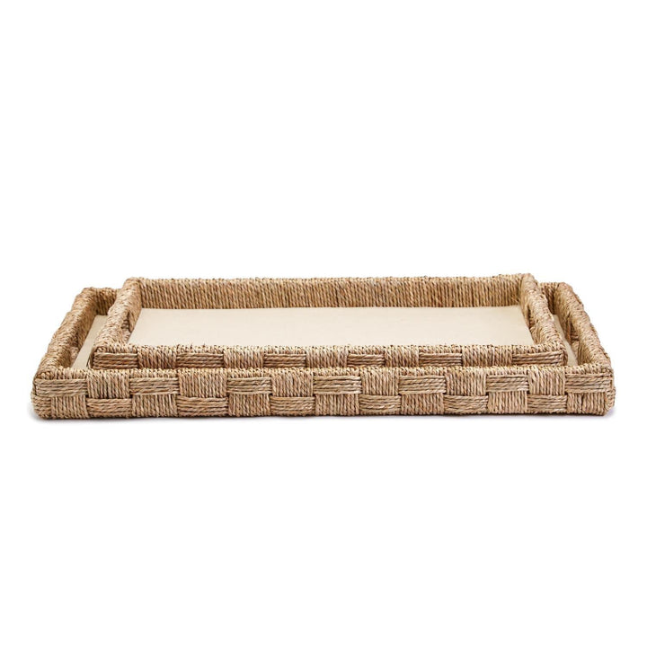 Two's Company Tray Hand-Crafted Sea Grass and Rattan Decorative Tray