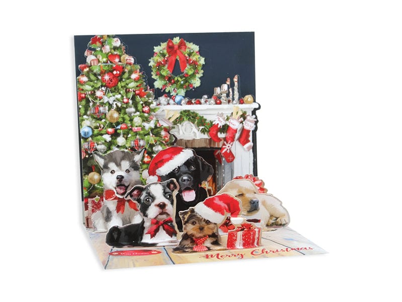 Up With Paper Card Christmas Puppies Pop-Up Card