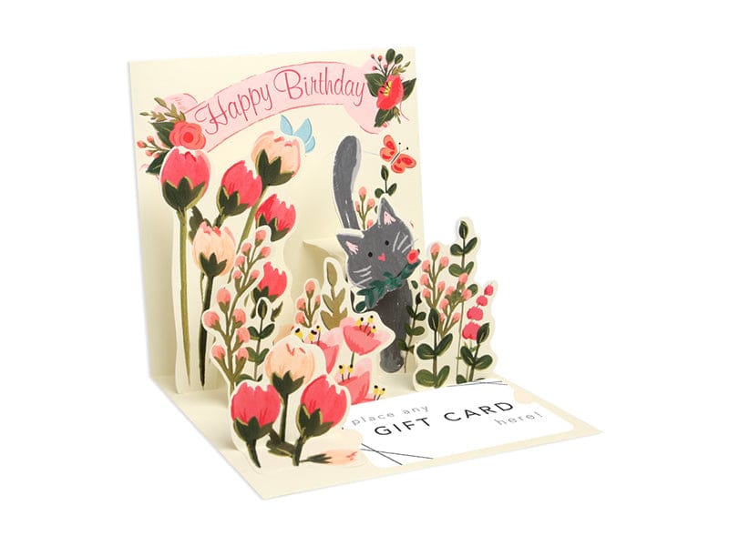 Up With Paper Cards Botanical Cat Birthday Pop-Up Card