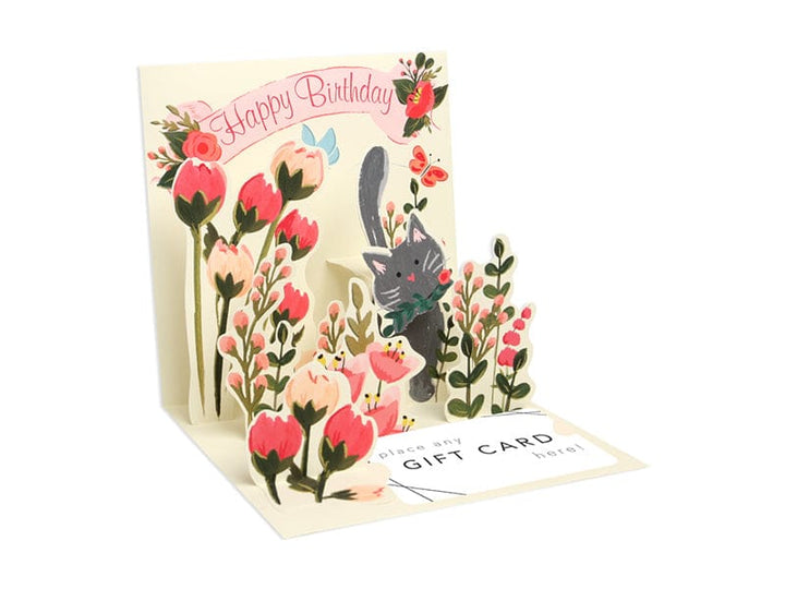 Up With Paper Cards Botanical Cat Birthday Pop-Up Card