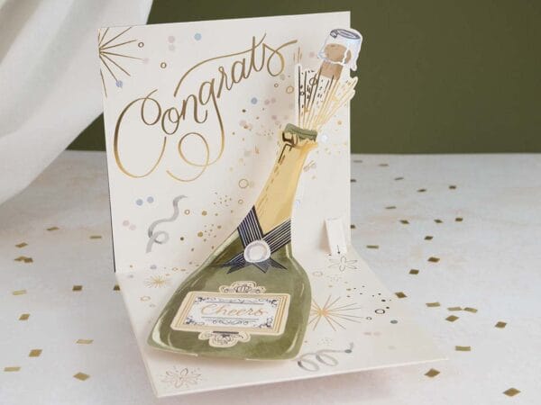 Up With Paper Cards Champagne Congrats Pop-Up Card
