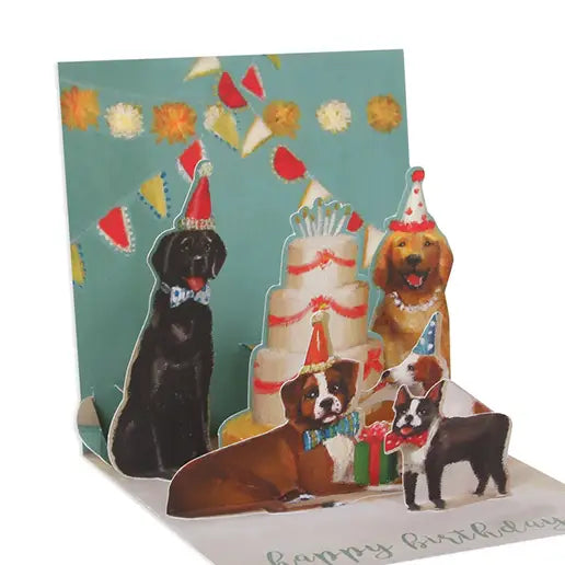 Up With Paper Cards Dogs and Cake Birthday Pop-Up Card