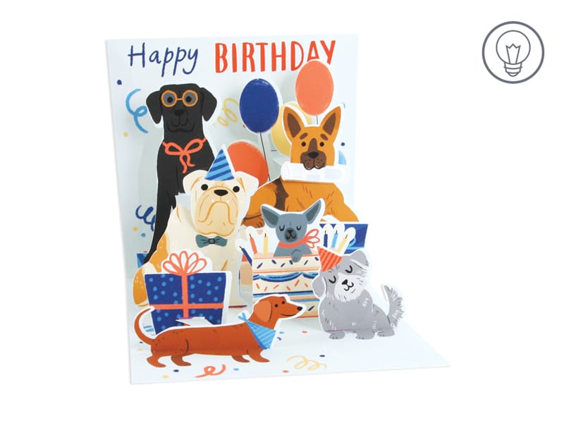Up With Paper Cards Woof Party w/Lights Pop-Up Card