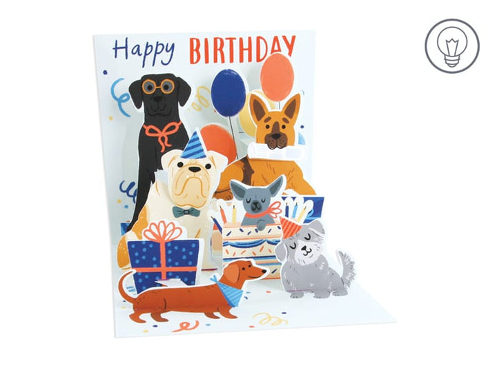 Up With Paper Cards Woof Party w/Lights Pop-Up Card