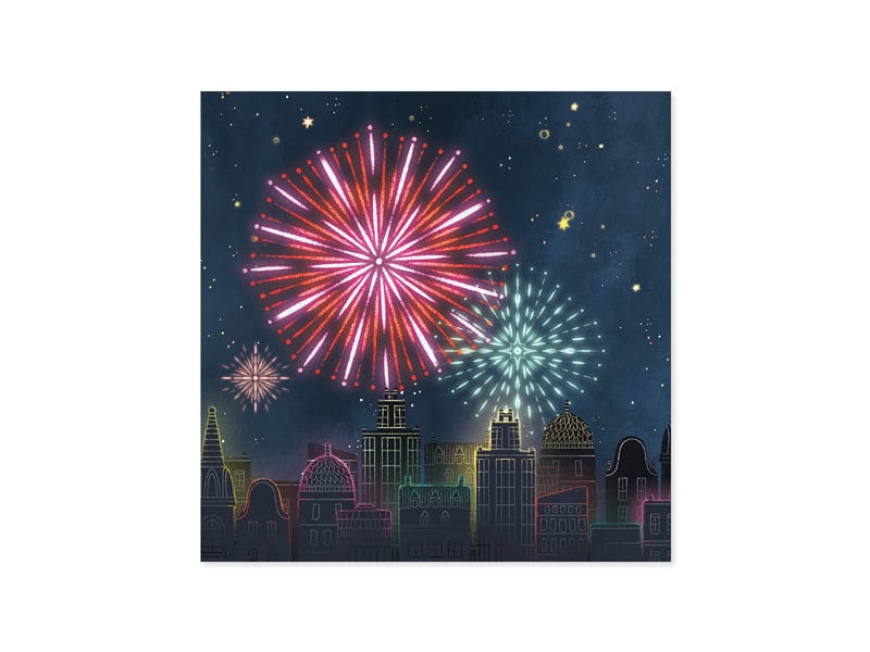 Up With Paper Greeting Card Glowing Fireworks W/Lights Pop-Up Card