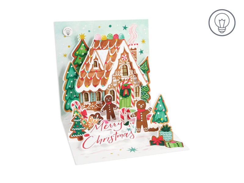 Up With Paper Holiday Gingerbread House Light Up Pop-Up Card